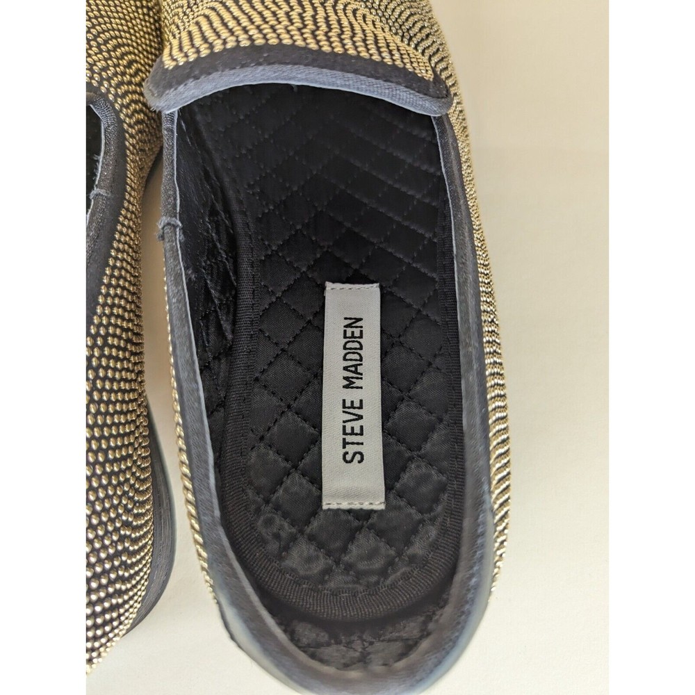 Steve Madden Mezmoryz Loafers Mens 9 Black Gold Studded Slip On Shoes NWB - Picture 11 of 14